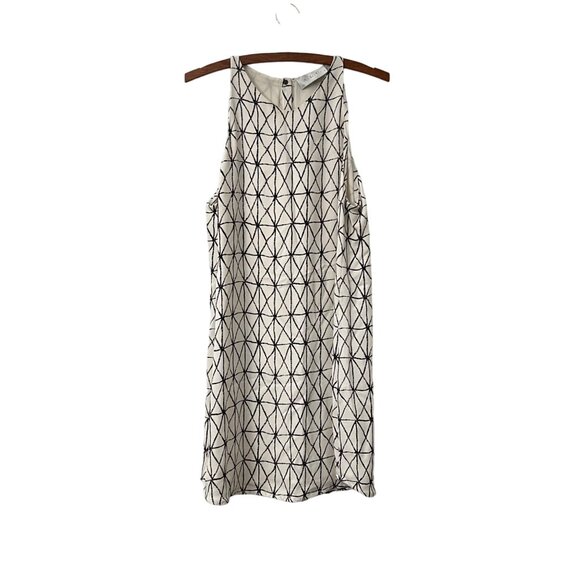 A.L.C. Cream Black Isabel Geometric Silk Sleeveless Sheath MIni Dress Size 10 - Picture 2 of 5